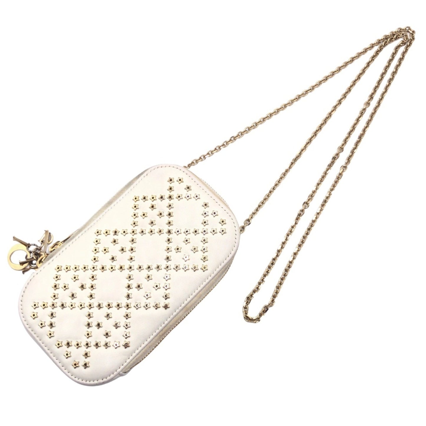 Dior Lady Dior, White, Leather, clutch