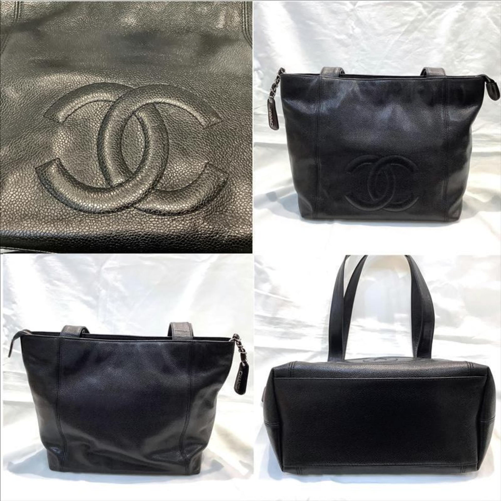 Chanel Logo CC, Black, Leather, tote