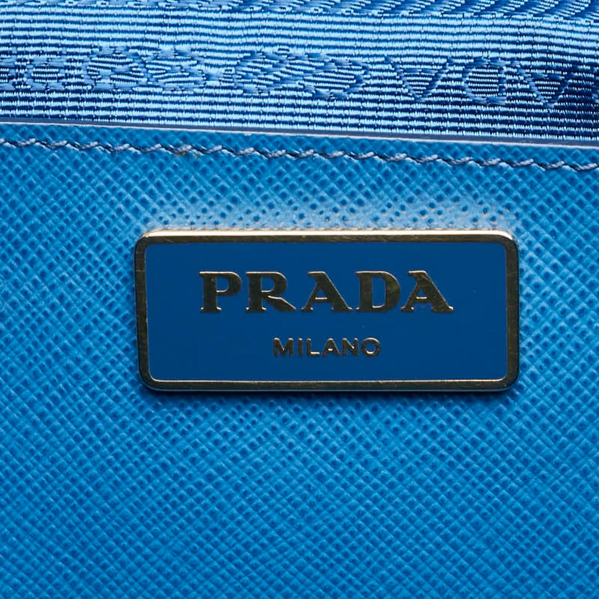 Prada Galleria, Blue, Leather, handbag