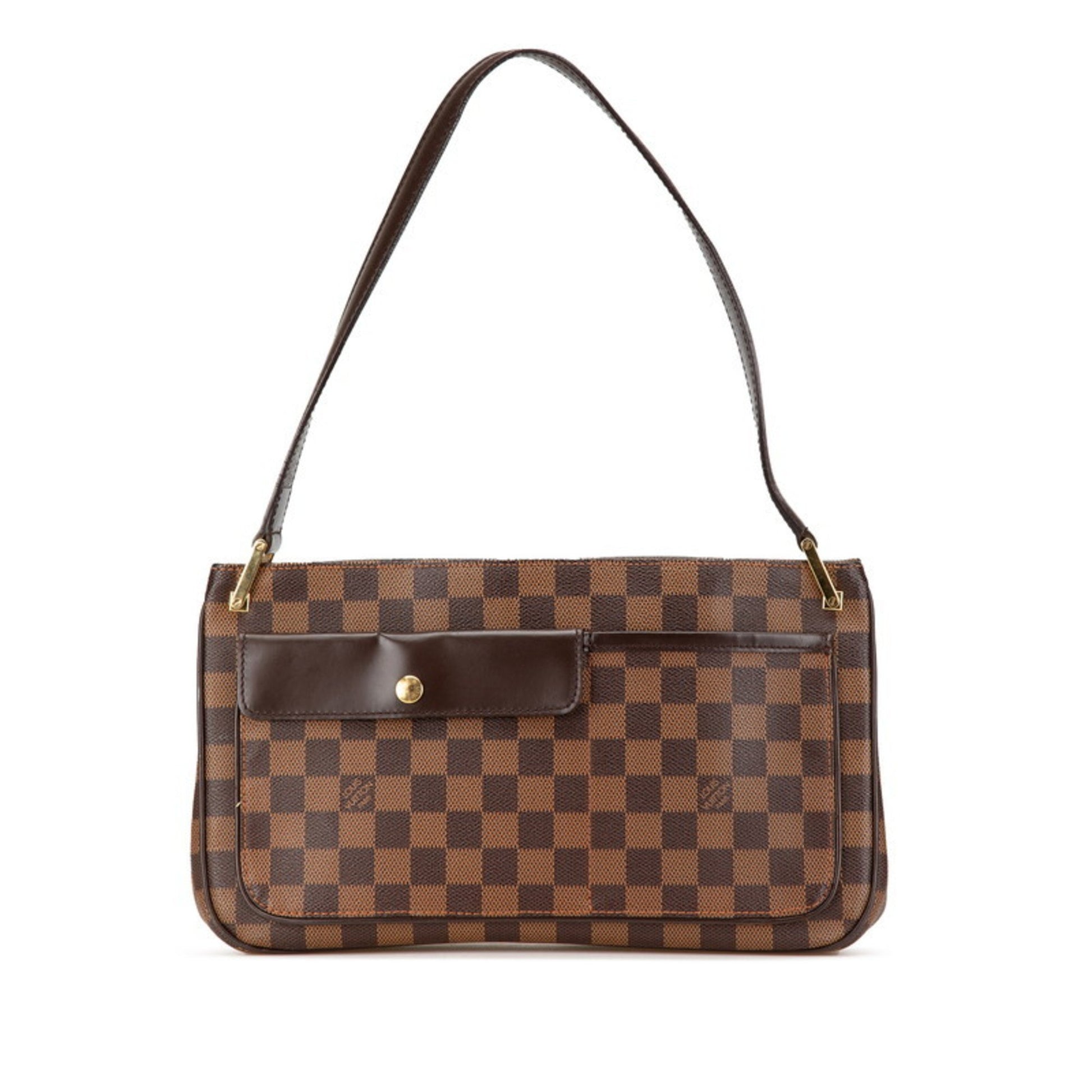 Louis Vuitton Aubagne, Brown, "CANVAS, LEATHER", shoulder