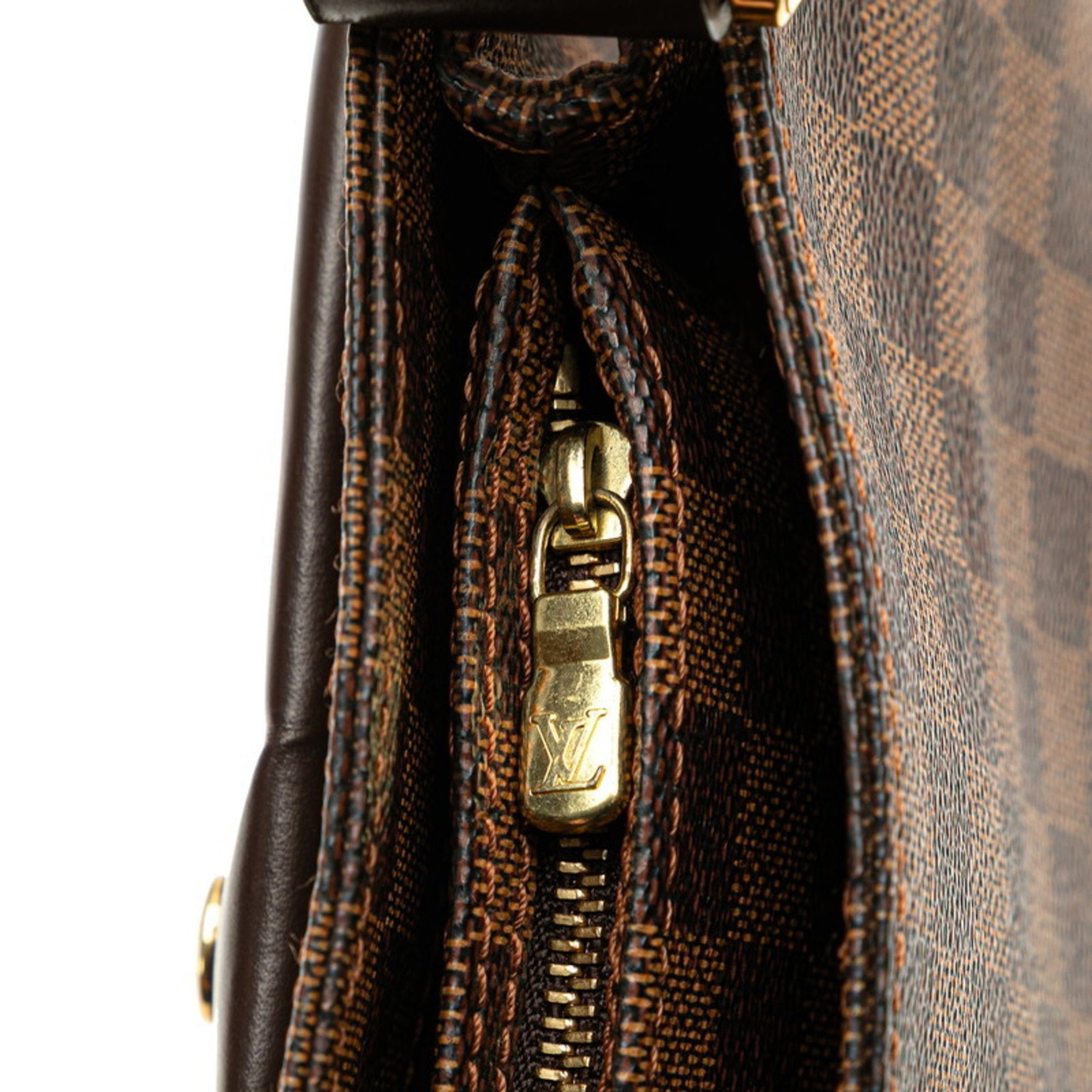 Louis Vuitton Aubagne, Brown, "CANVAS, LEATHER", shoulder