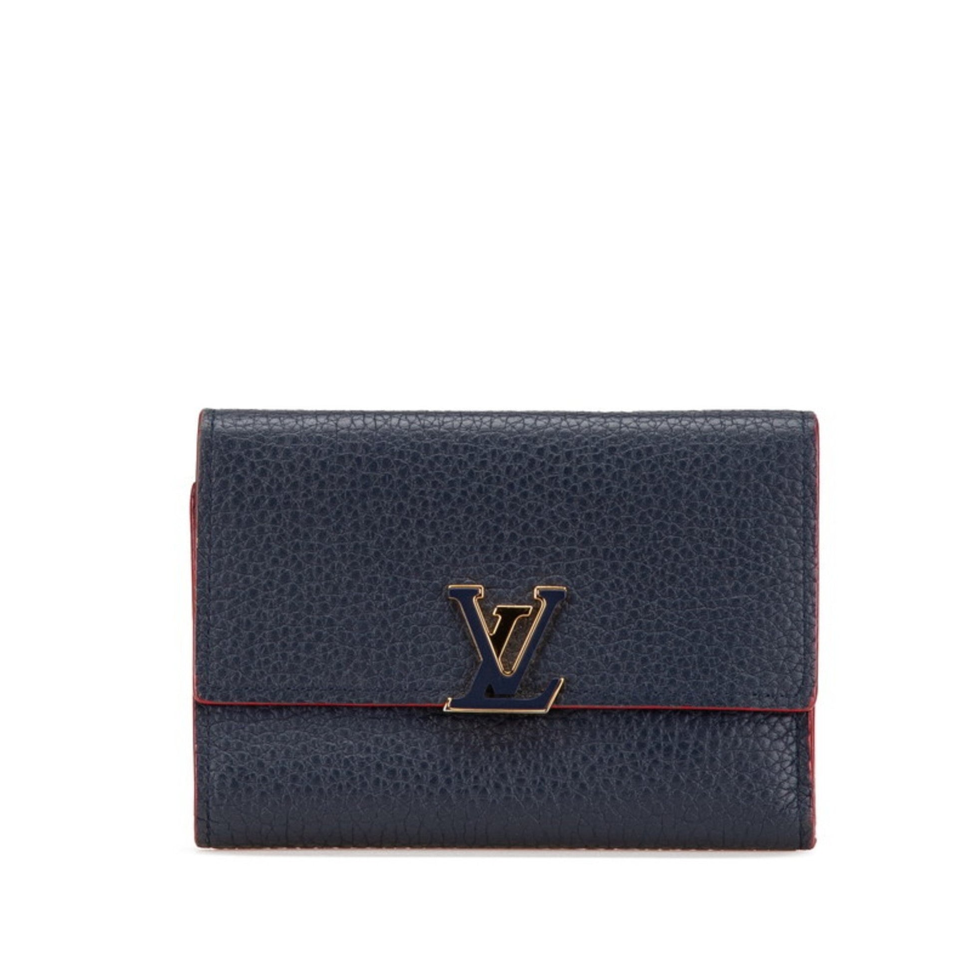 Louis Vuitton Capucines, Navy, Leather, wallet