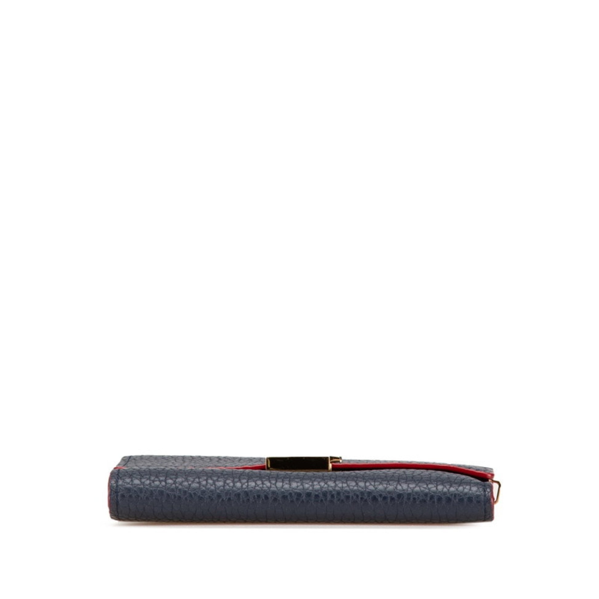 Louis Vuitton Capucines, Navy, Leather, wallet