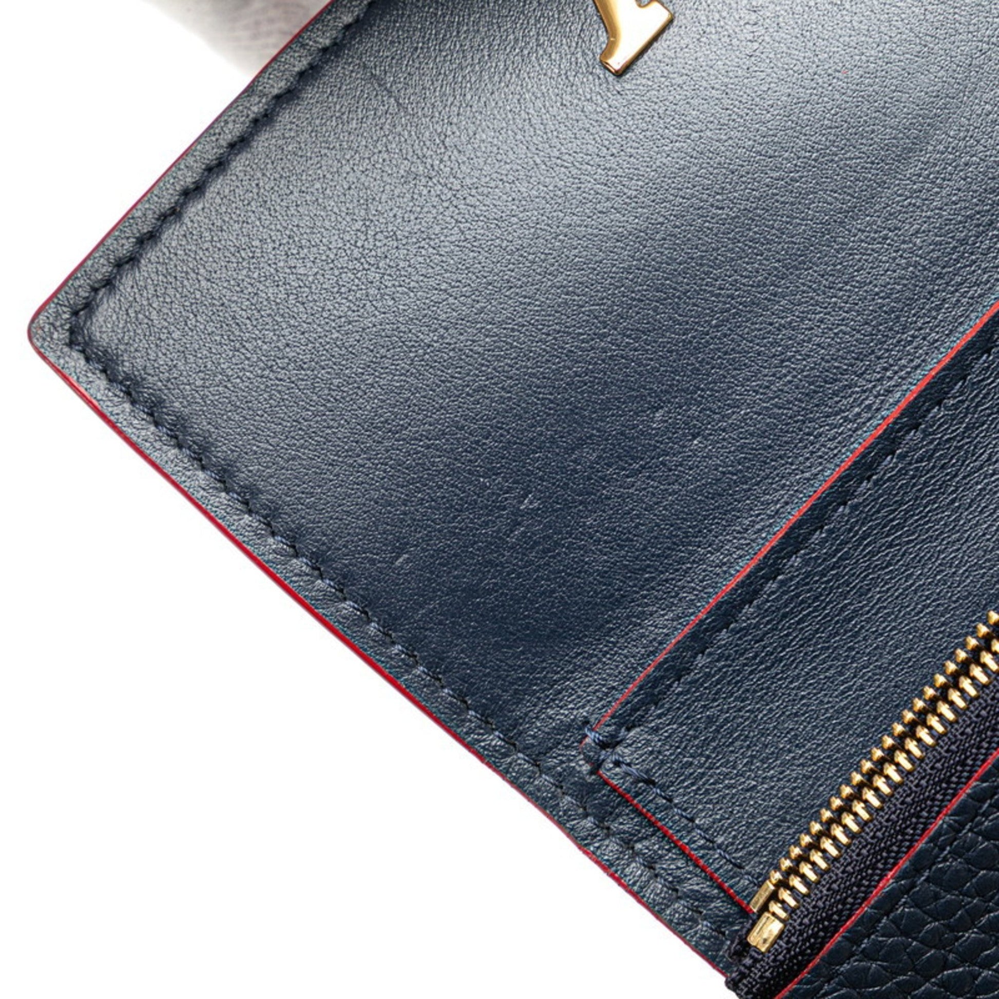 Louis Vuitton Capucines, Navy, Leather, wallet
