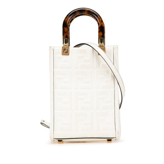 Fendi Sunshine, White, Leather, handbag