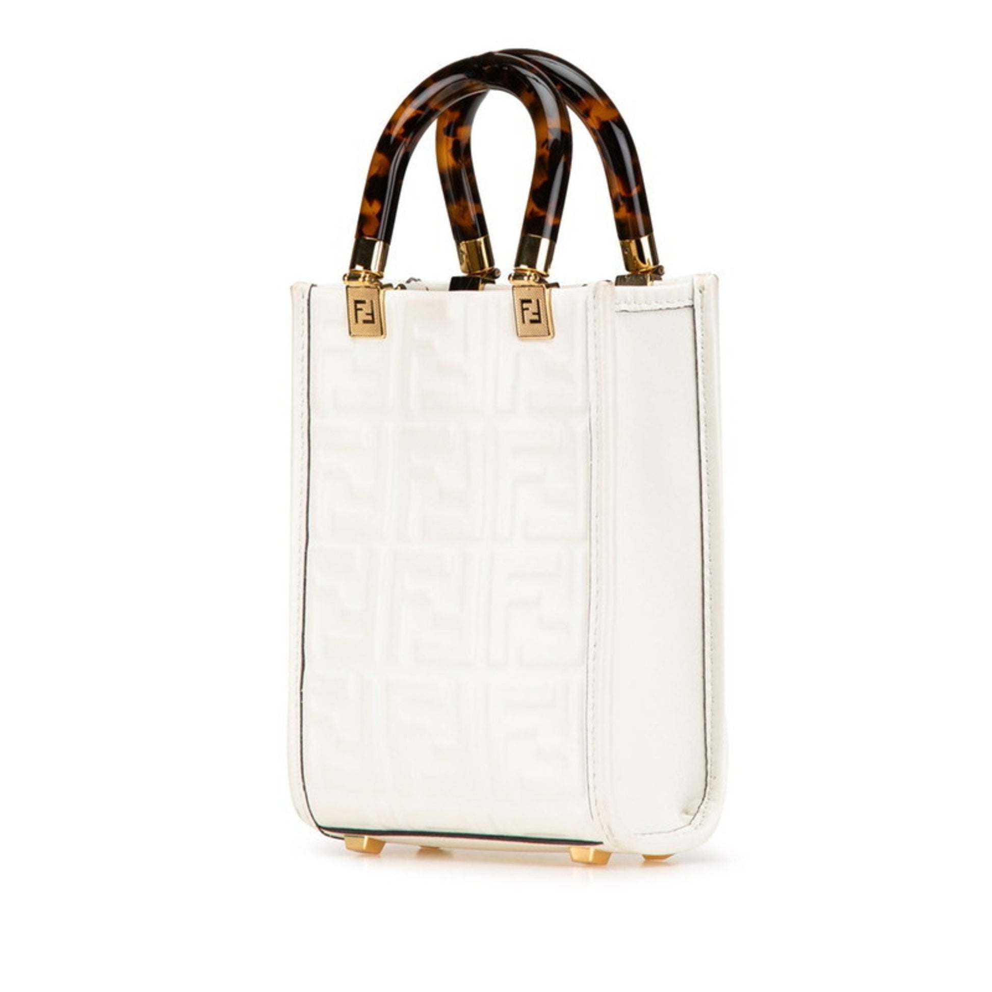 Fendi Sunshine, White, Leather, handbag