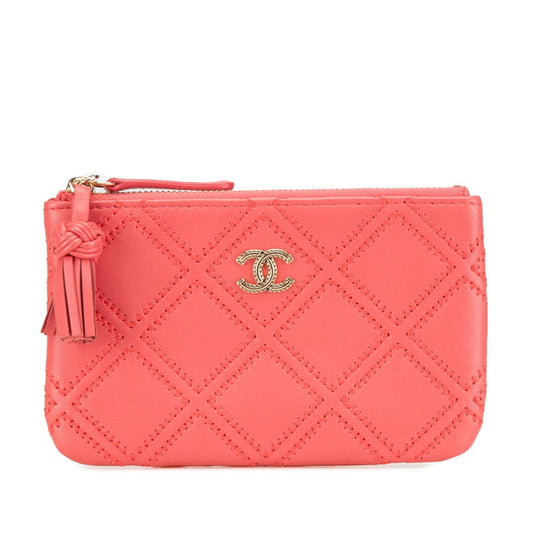 Chanel Coco Mark, Pink, Leather, wallet