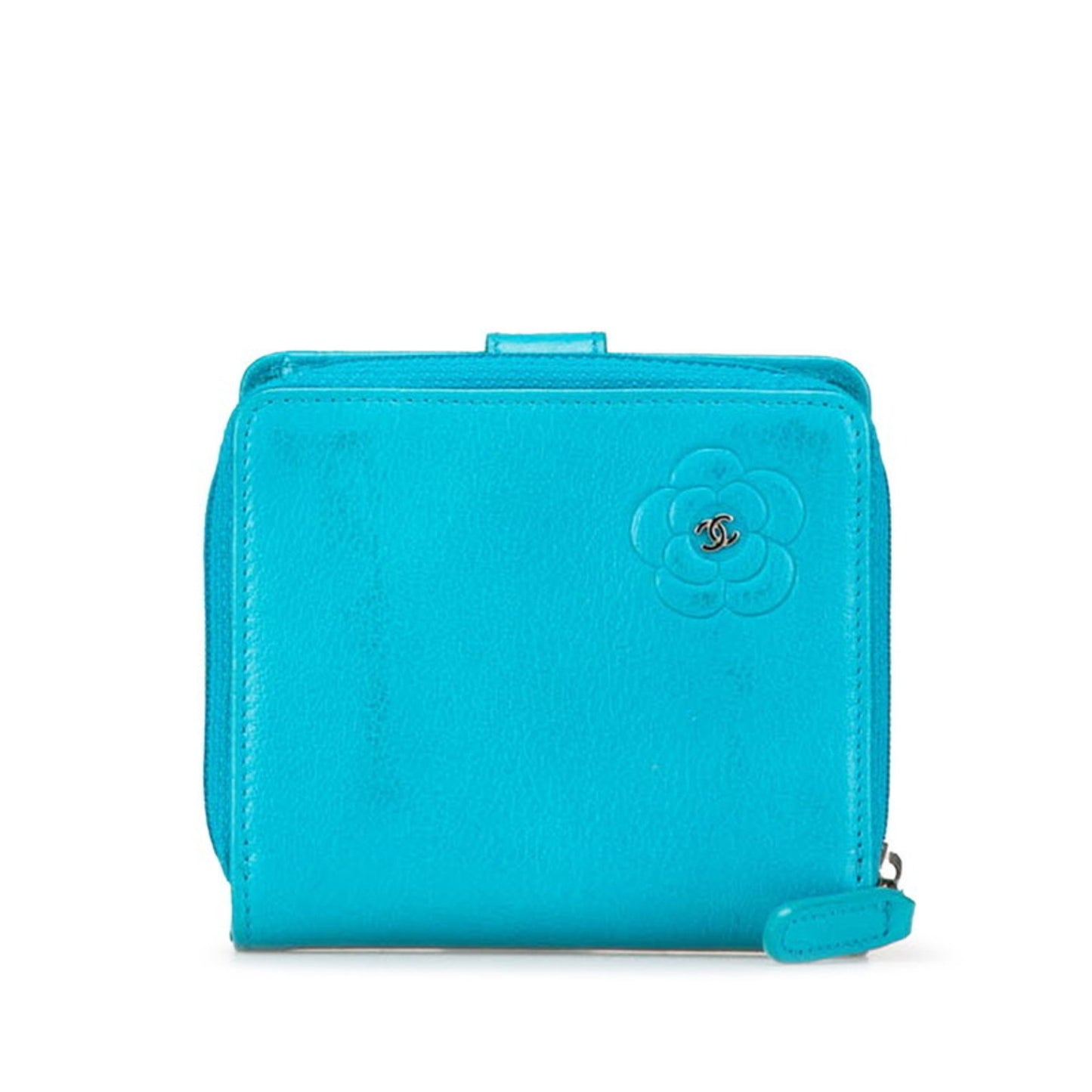 Chanel Camellia, Blue, Leather, wallet