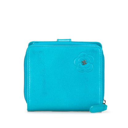 Chanel Camellia, Blue, Leather, wallet
