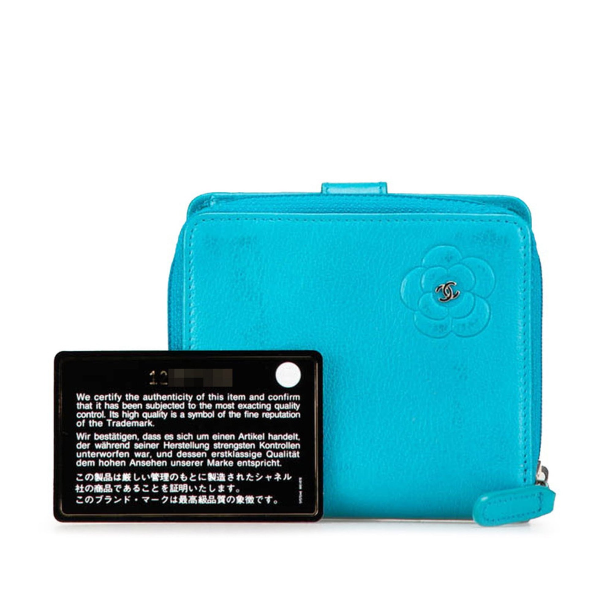 Chanel Camellia, Blue, Leather, wallet