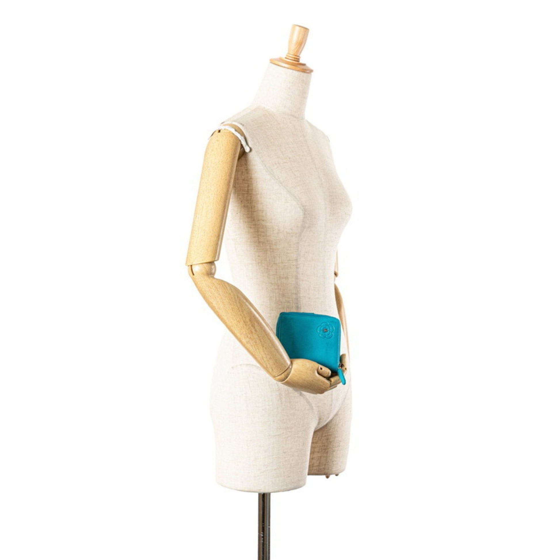 Chanel Camellia, Blue, Leather, wallet