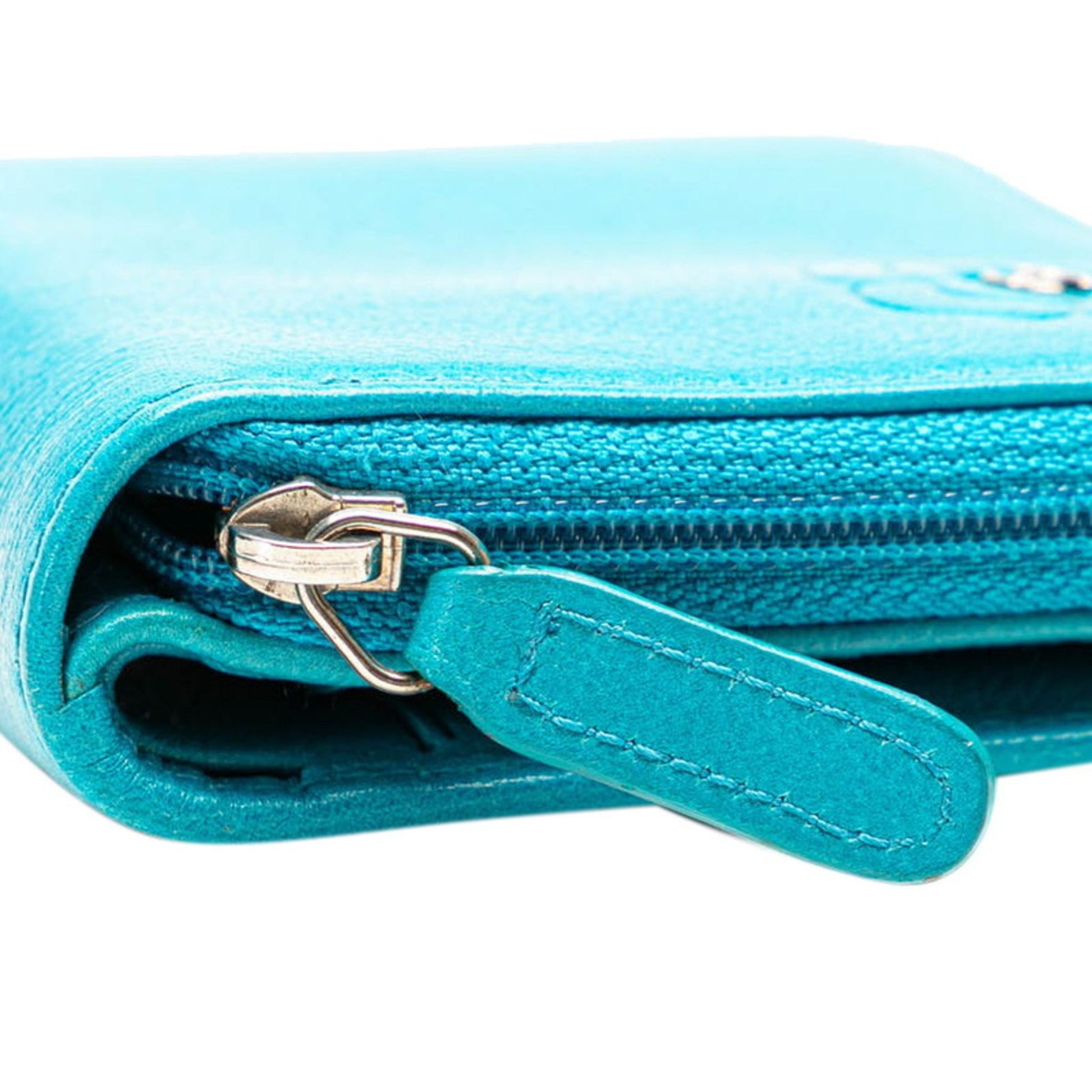 Chanel Camellia, Blue, Leather, wallet