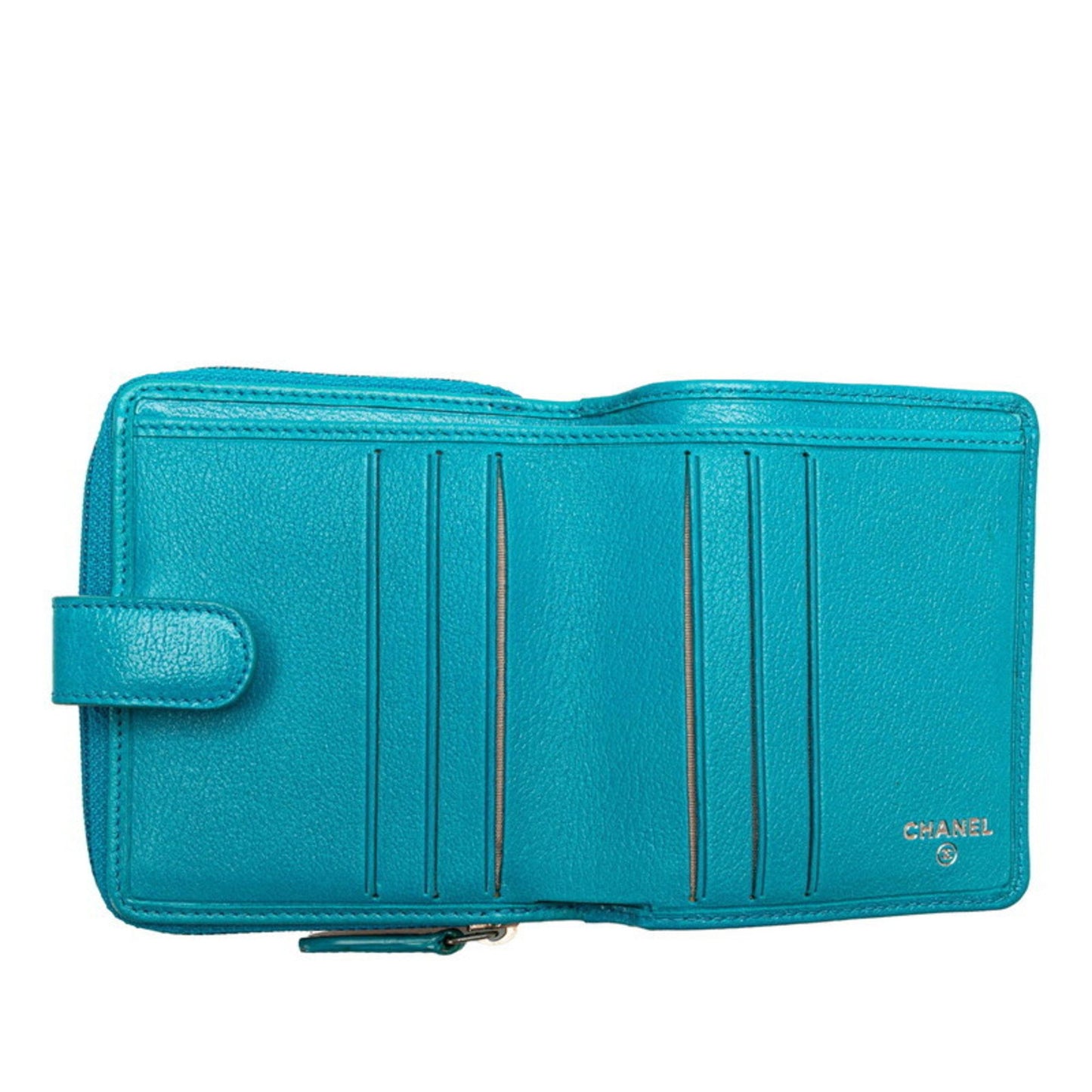 Chanel Camellia, Blue, Leather, wallet