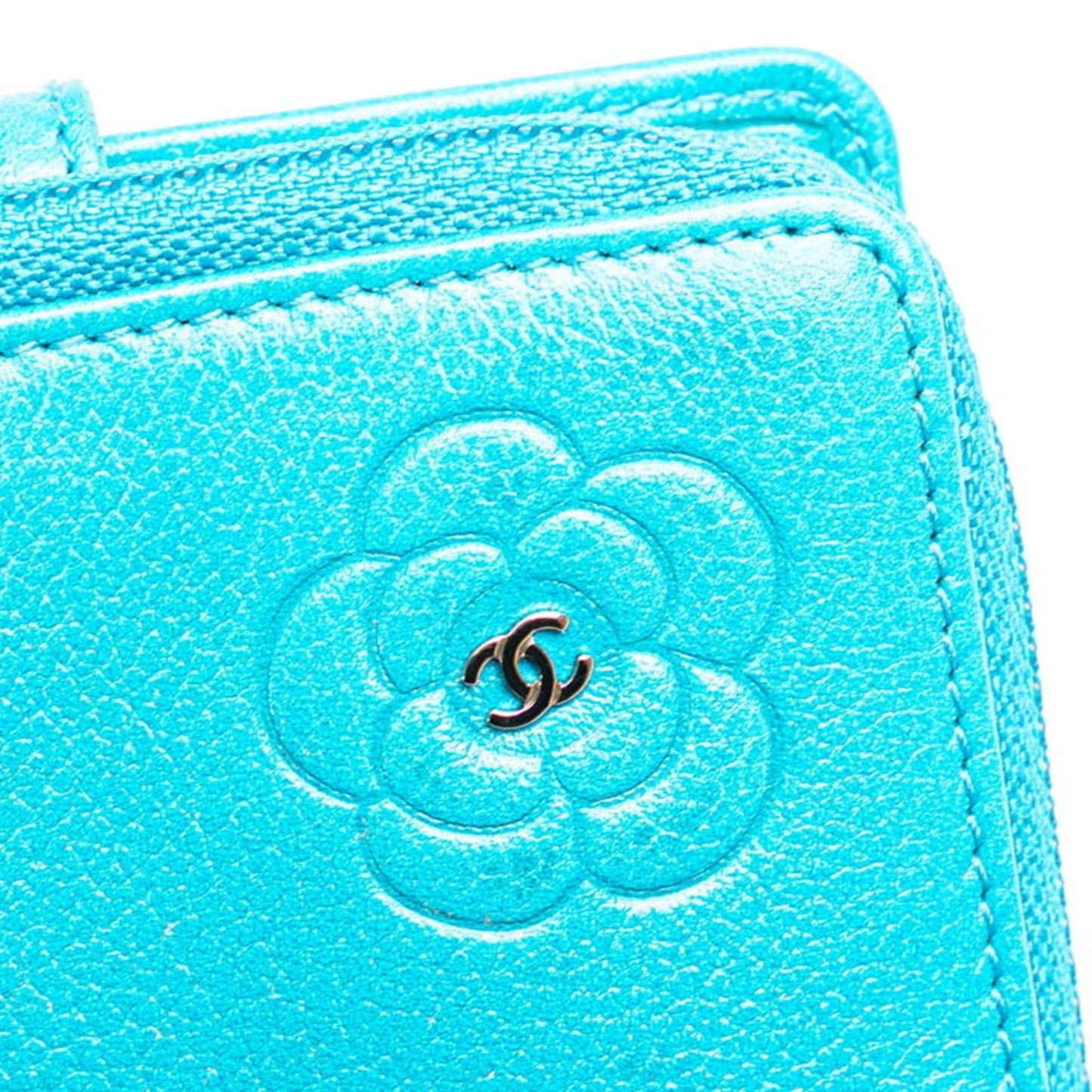 Chanel Camellia, Blue, Leather, wallet