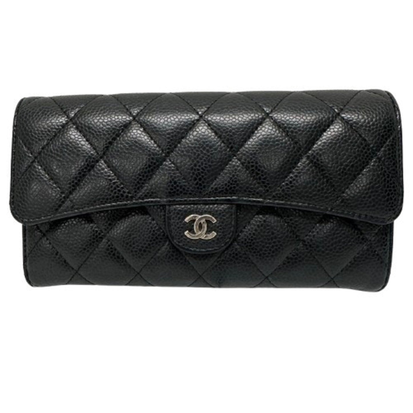 Chanel Coco Mark, Black, Leather, wallet