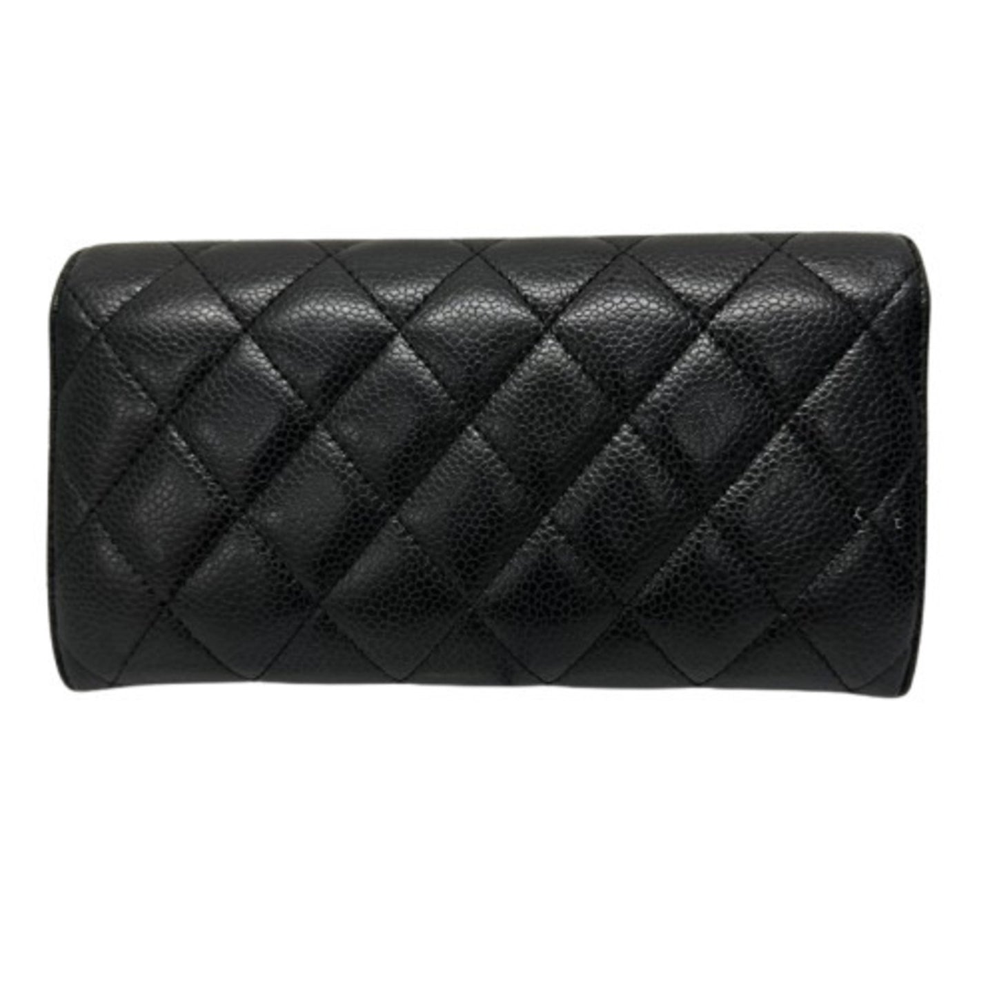 Chanel Coco Mark, Black, Leather, wallet