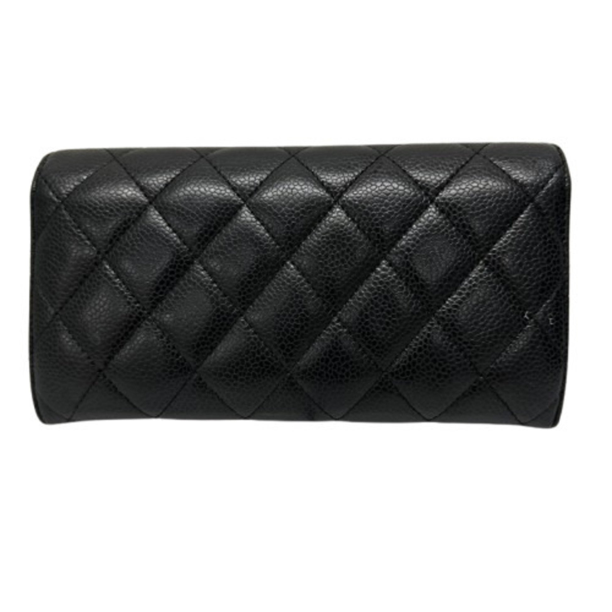 Chanel Coco Mark, Black, Leather, wallet