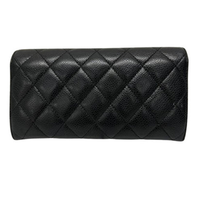 Chanel Coco Mark, Black, Leather, wallet
