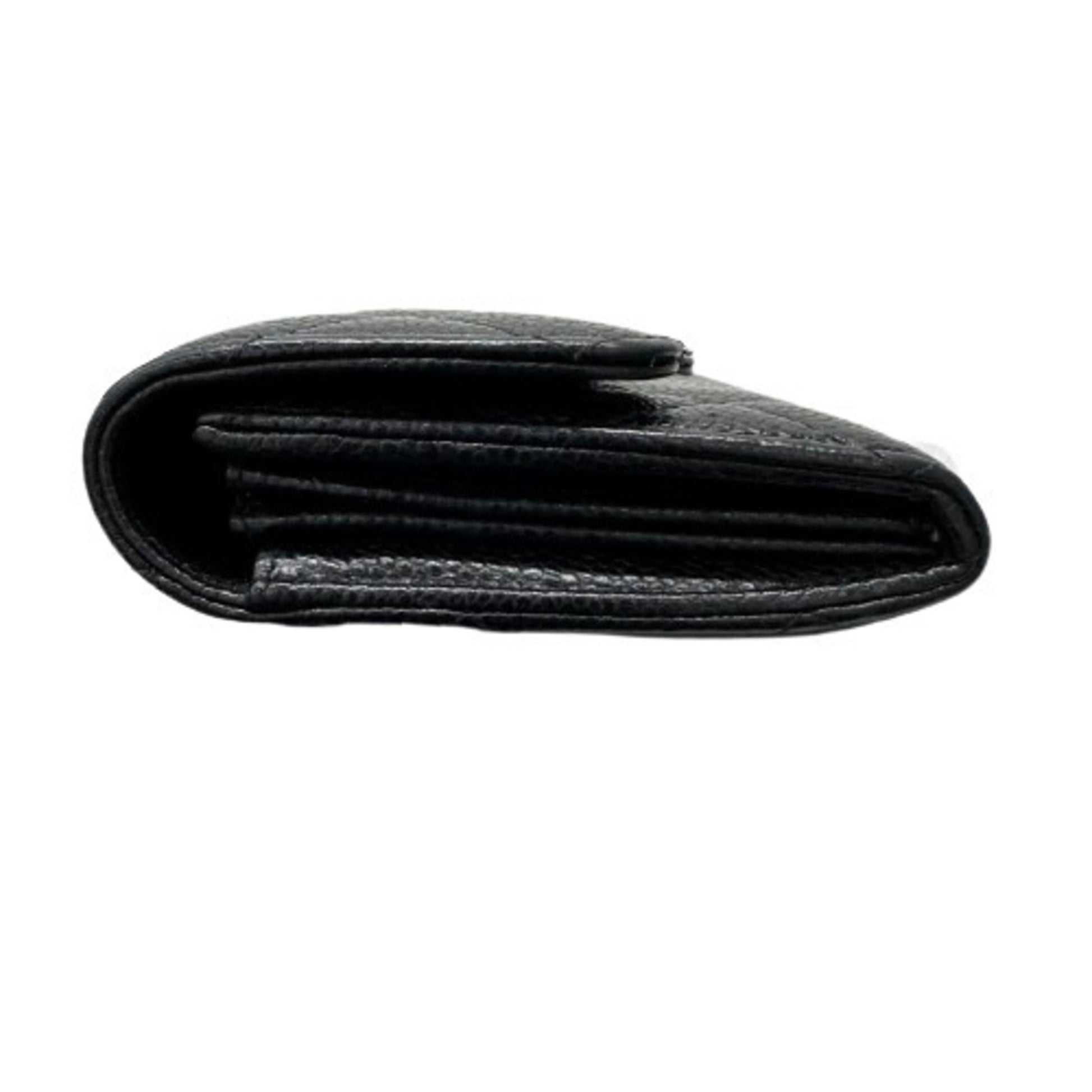 Chanel Coco Mark, Black, Leather, wallet