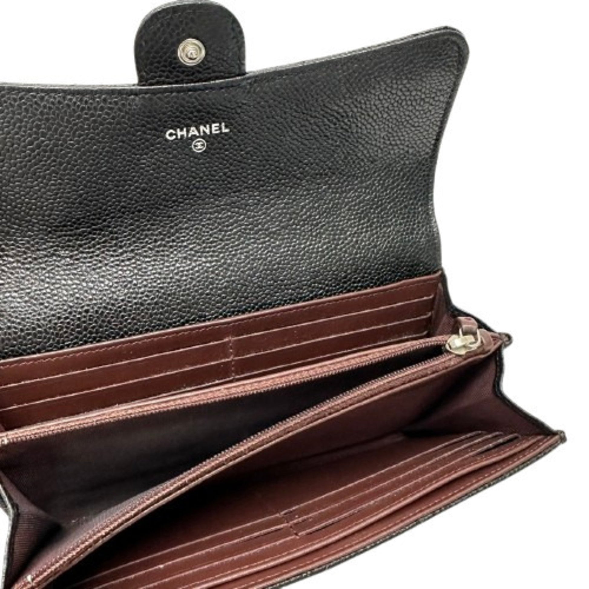 Chanel Coco Mark, Black, Leather, wallet