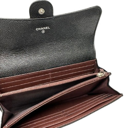 Chanel Coco Mark, Black, Leather, wallet