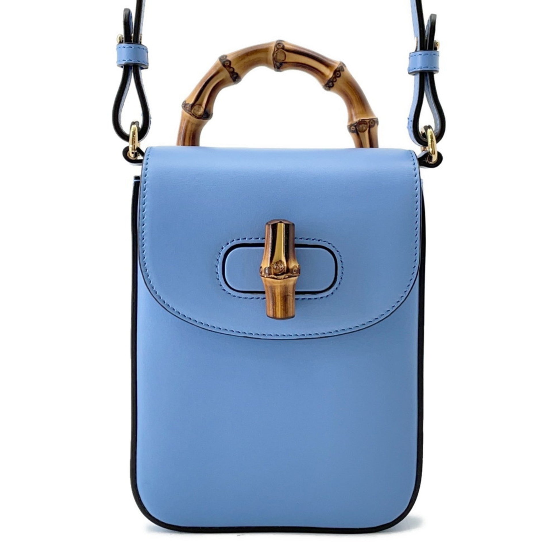 Gucci Bamboo, Blue, Leather, shoulder
