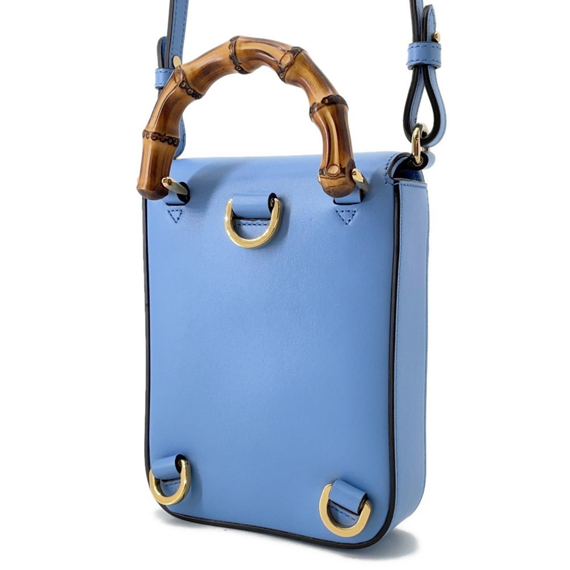 Gucci Bamboo, Blue, Leather, shoulder