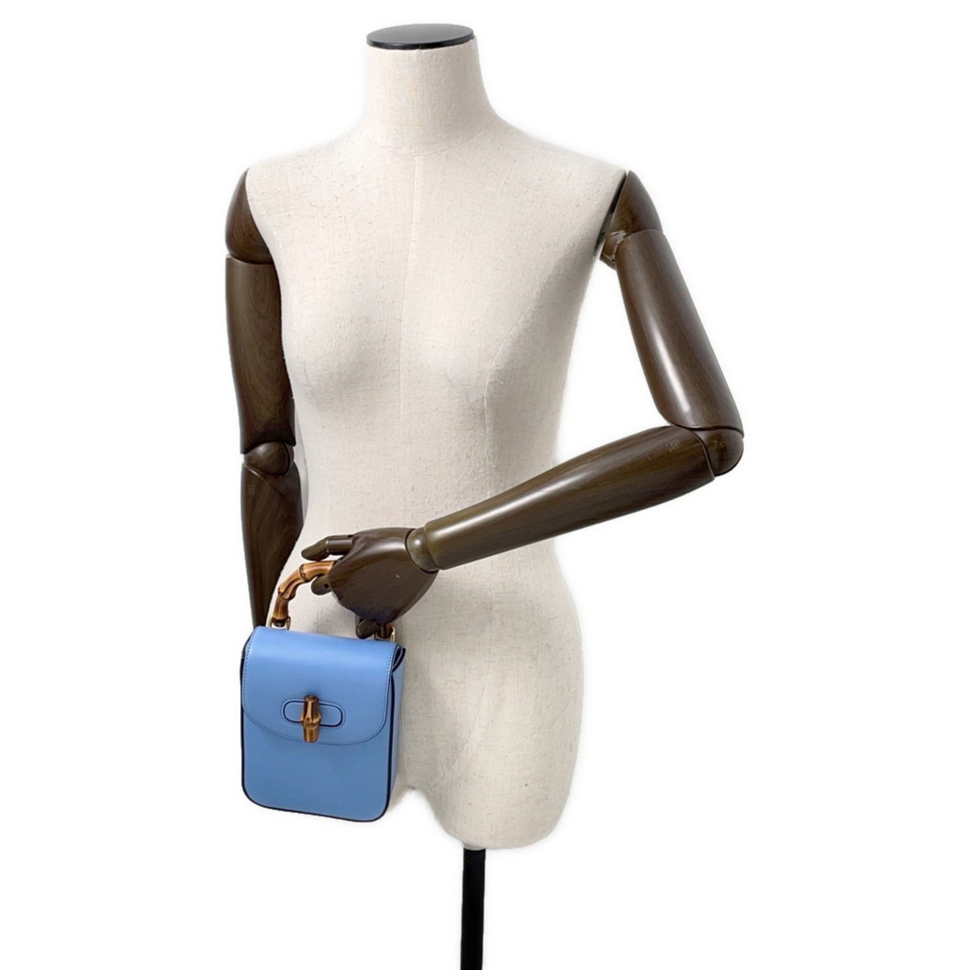 Gucci Bamboo, Blue, Leather, shoulder