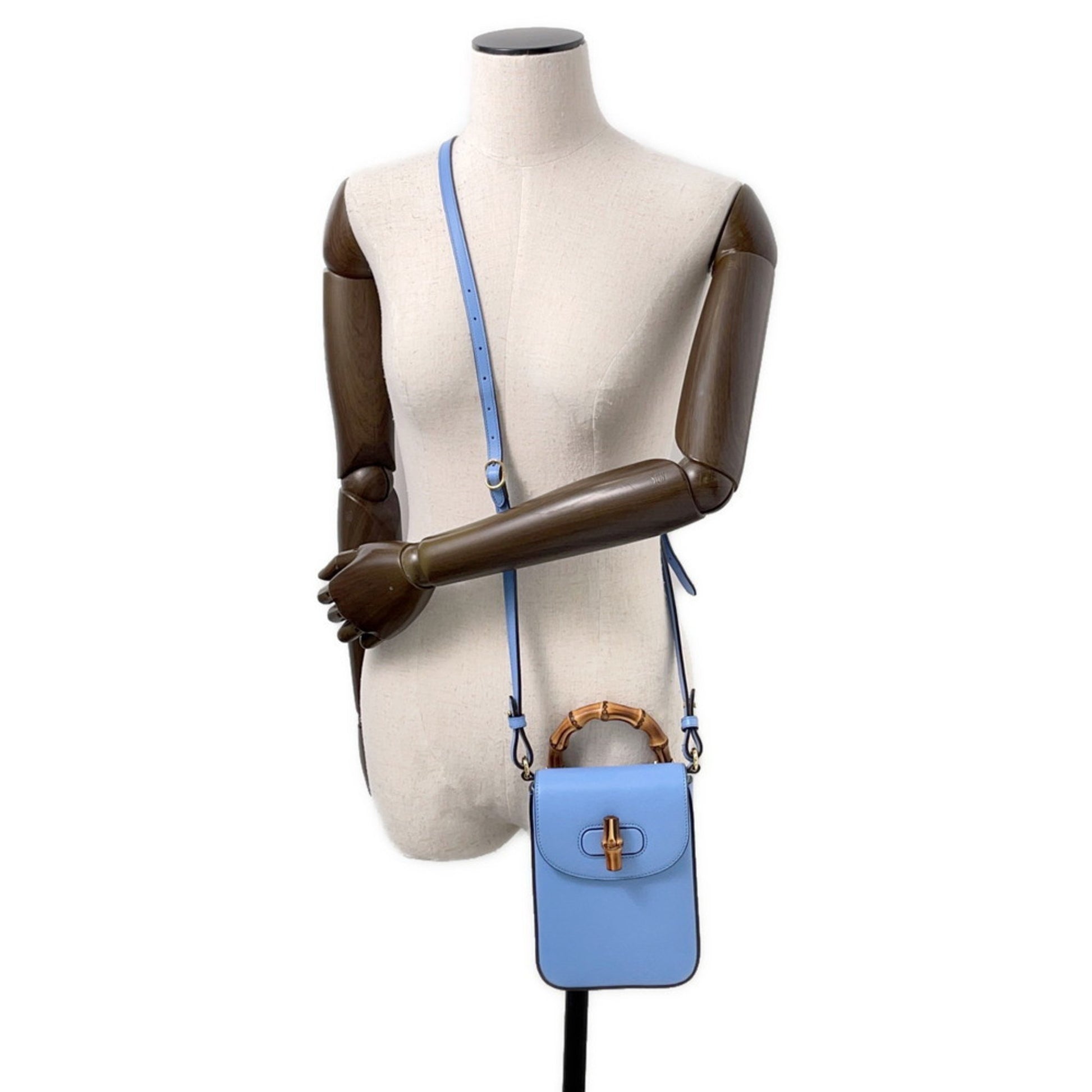 Gucci Bamboo, Blue, Leather, shoulder