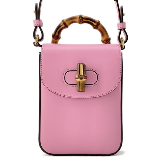 Gucci Bamboo, Pink, Leather, clutch
