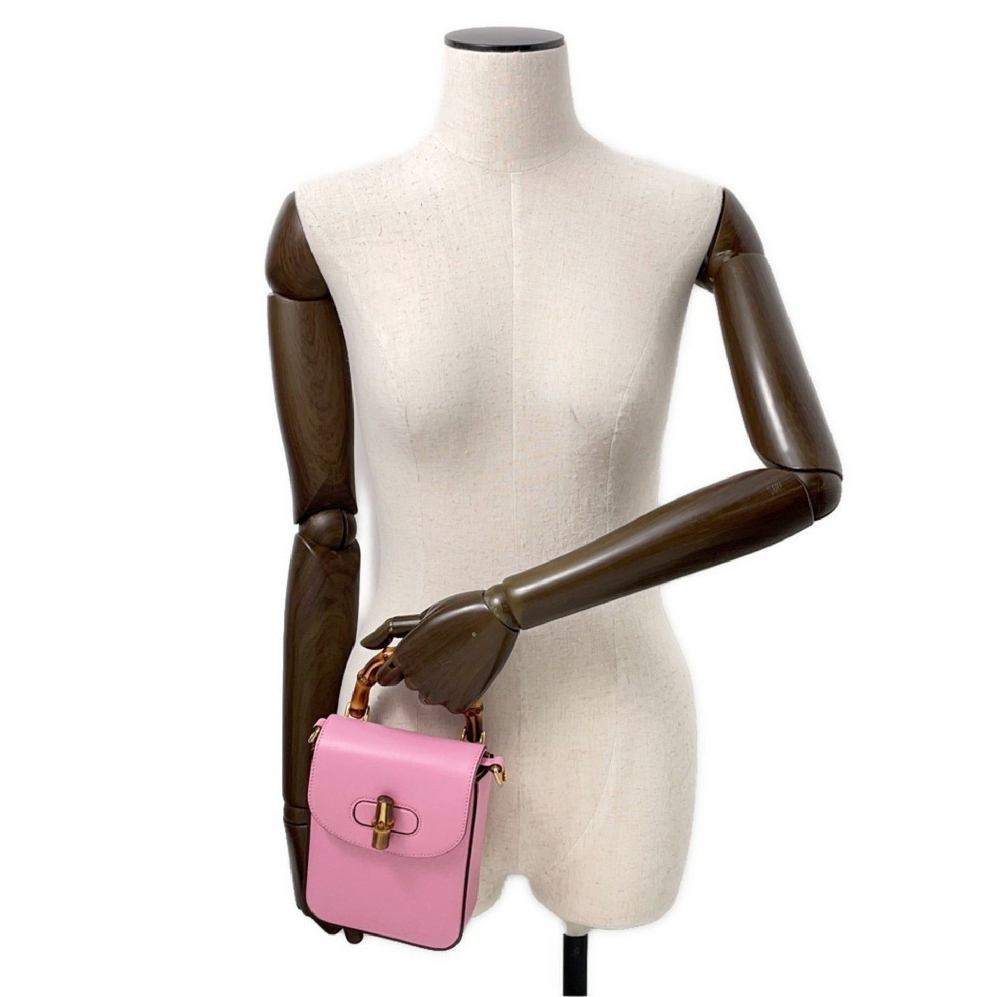 Gucci Bamboo, Pink, Leather, clutch