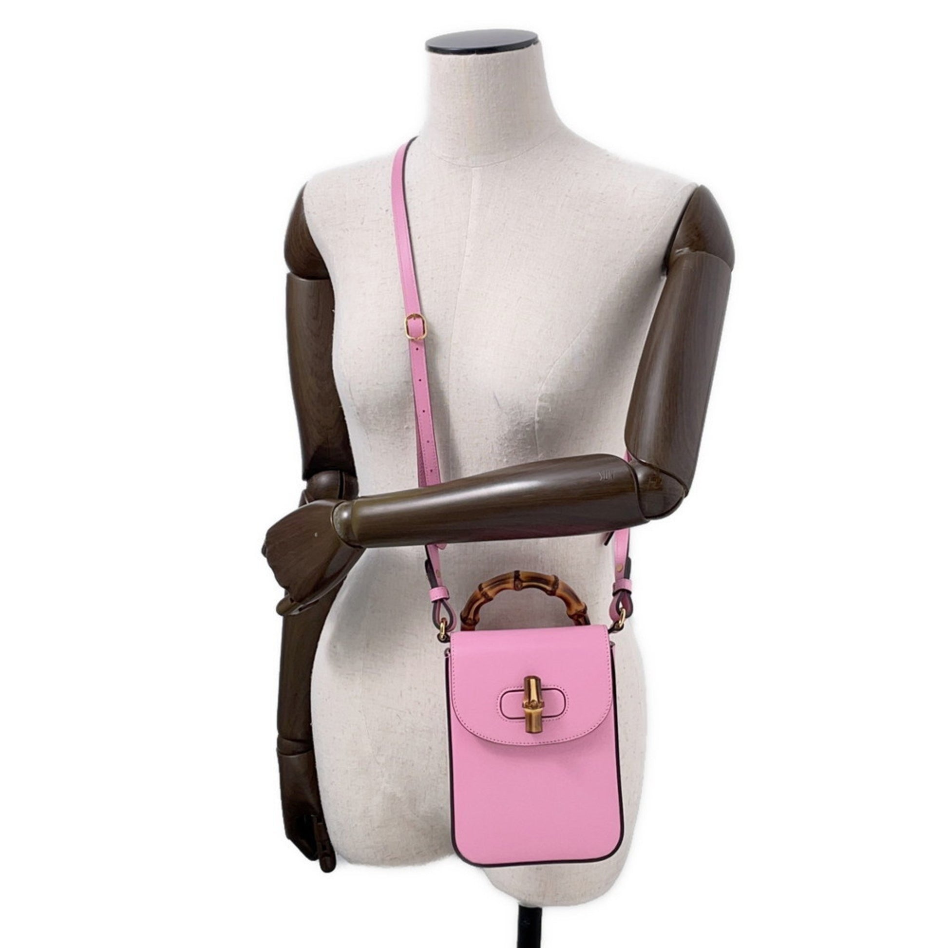 Gucci Bamboo, Pink, Leather, clutch
