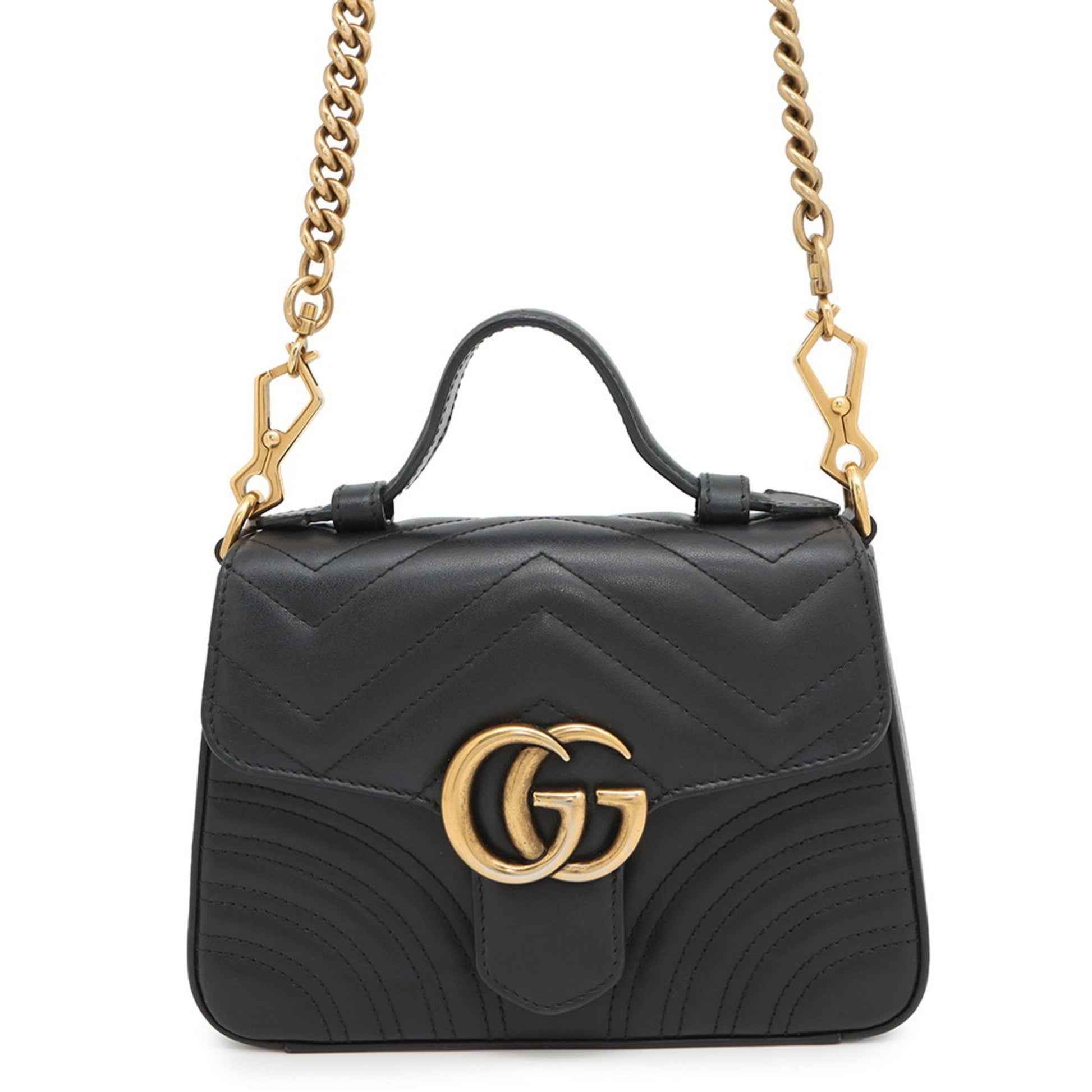 Gucci Marmont, Black, Leather, handbag