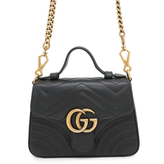 Gucci Marmont, Black, Leather, handbag