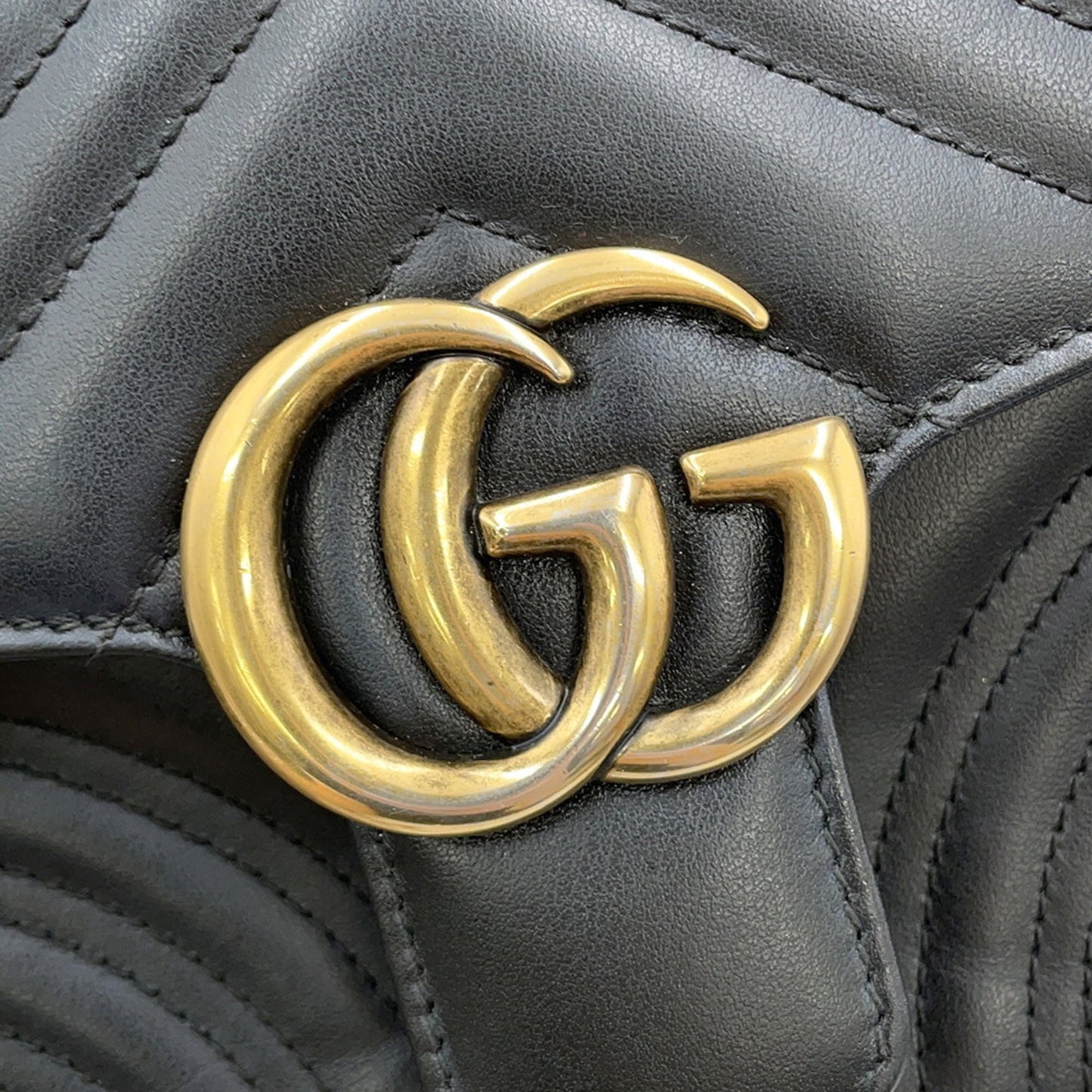Gucci Marmont, Black, Leather, handbag