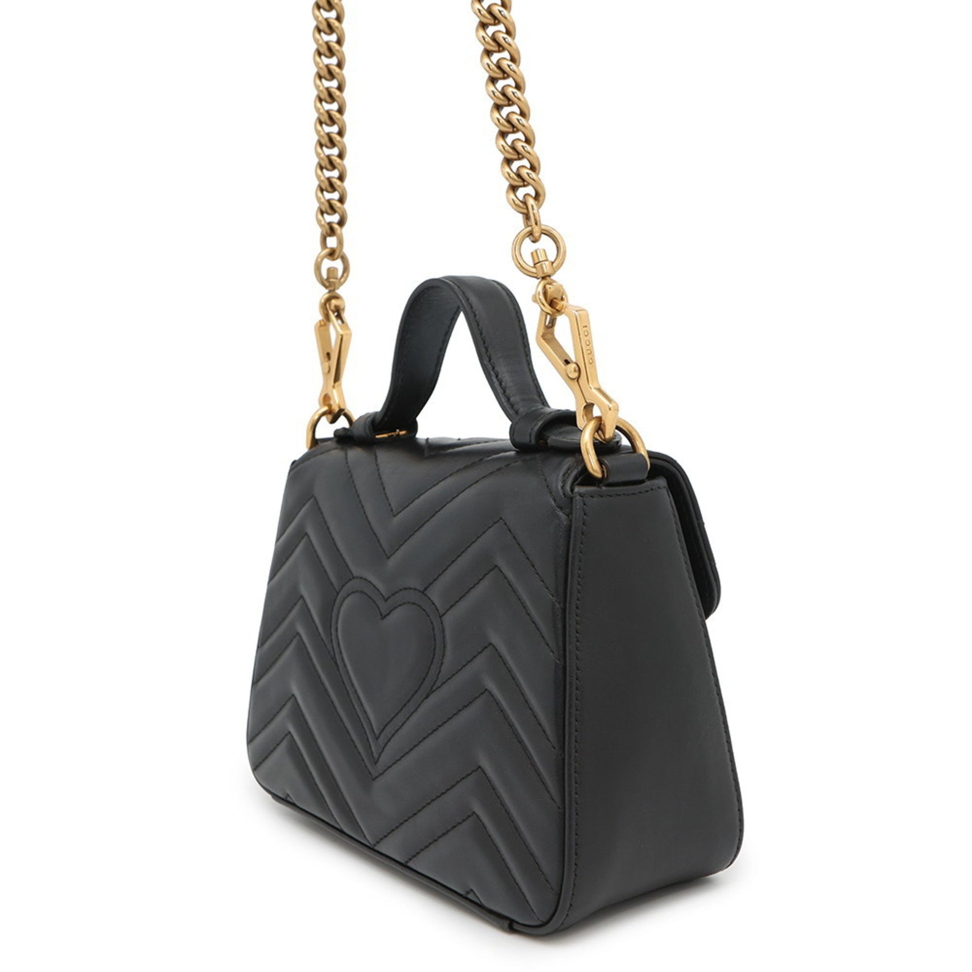 Gucci Marmont, Black, Leather, handbag