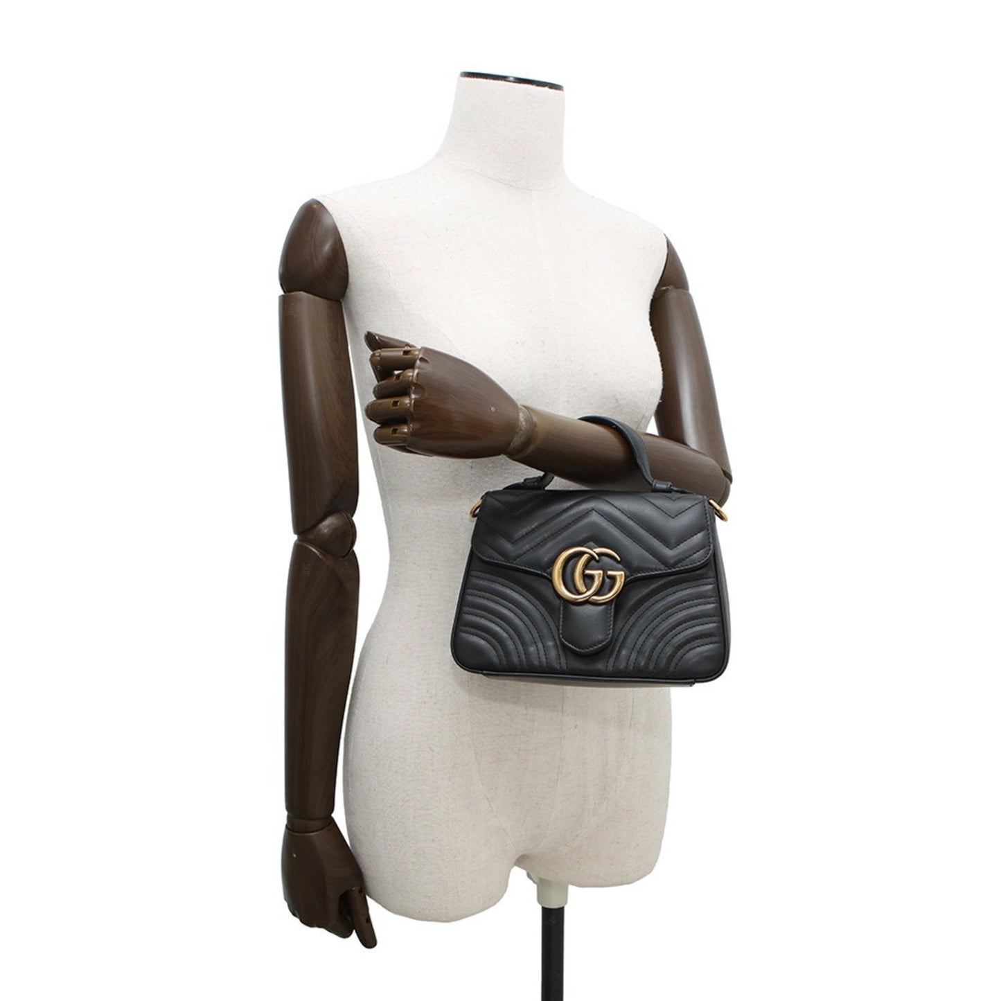 Gucci Marmont, Black, Leather, handbag