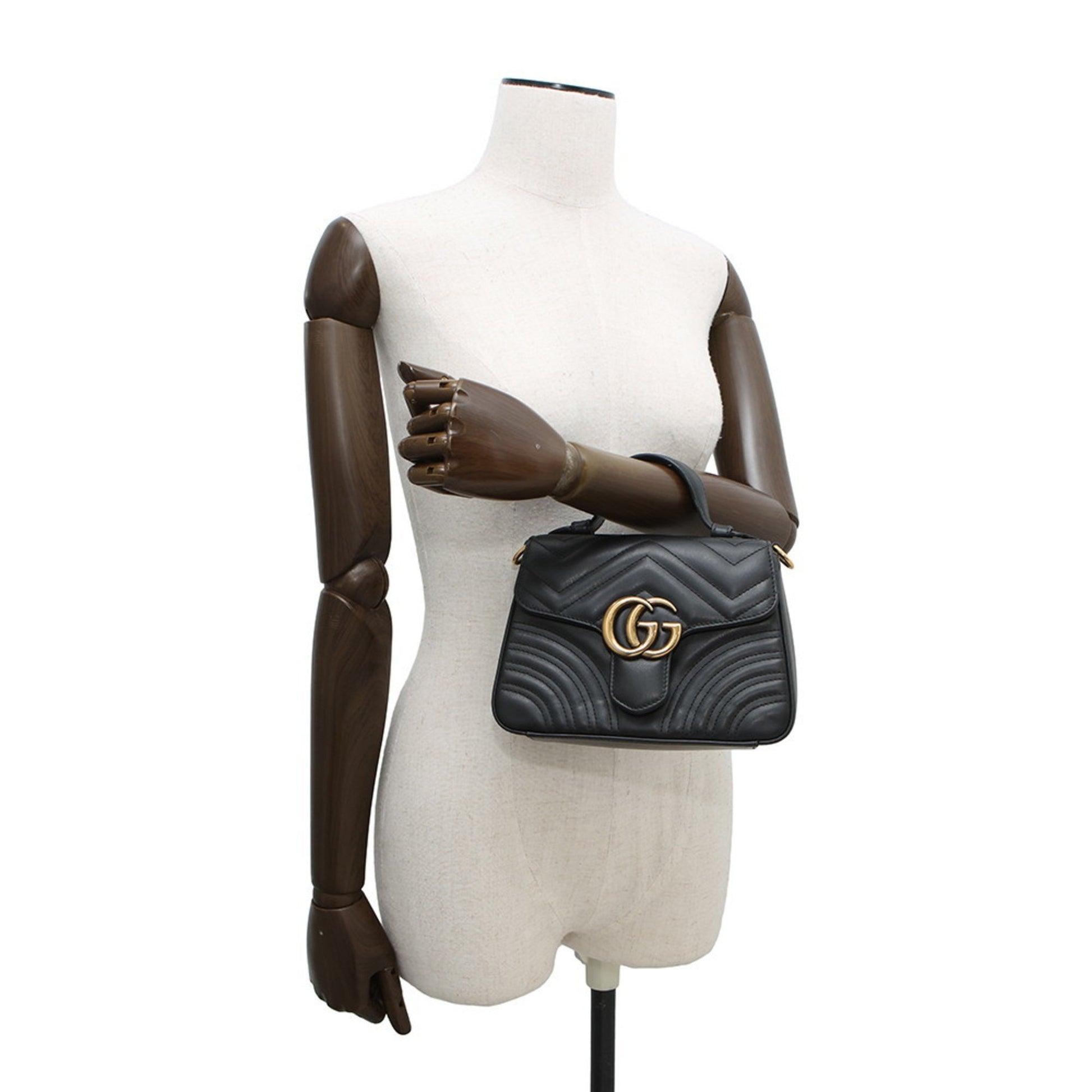 Gucci Marmont, Black, Leather, handbag