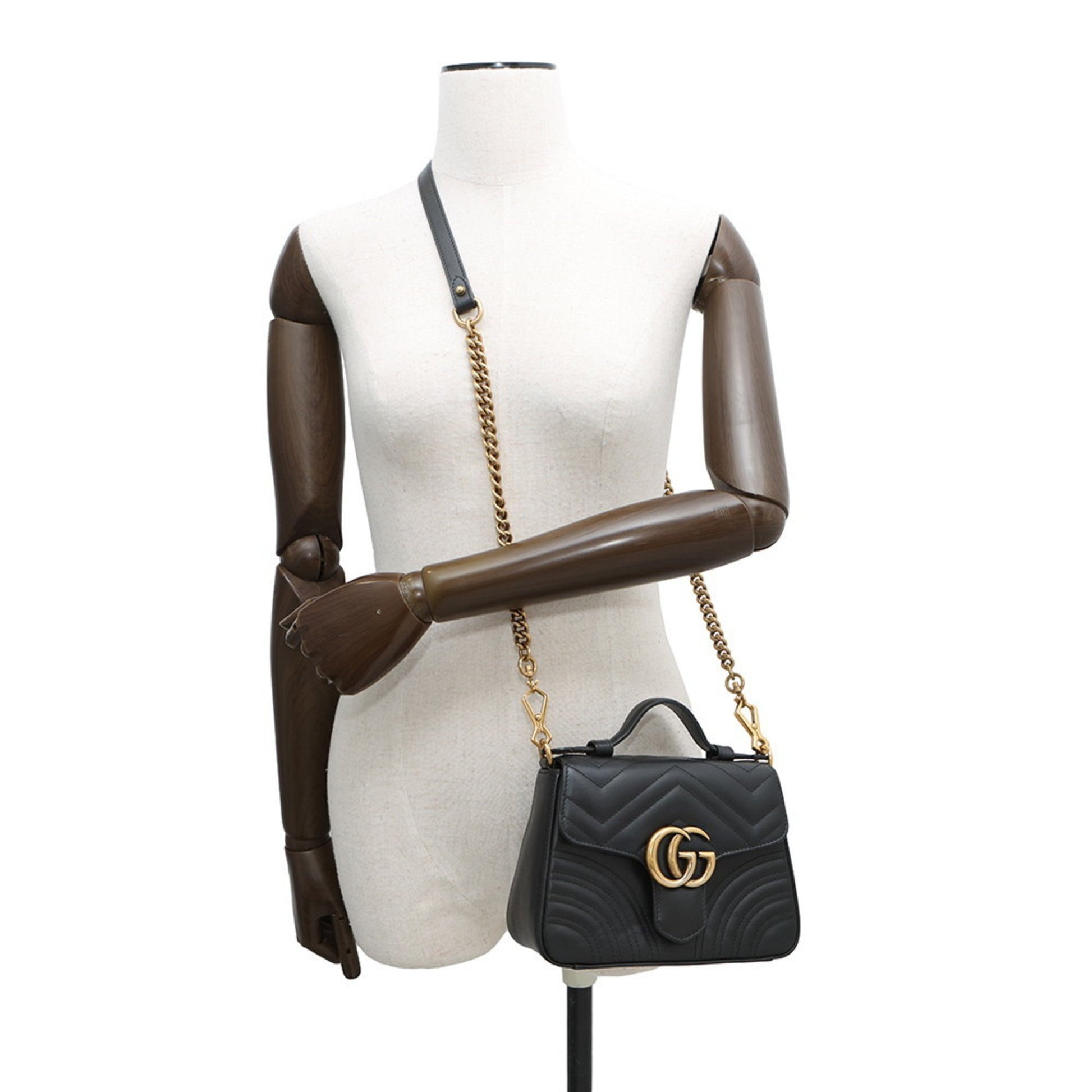 Gucci Marmont, Black, Leather, handbag