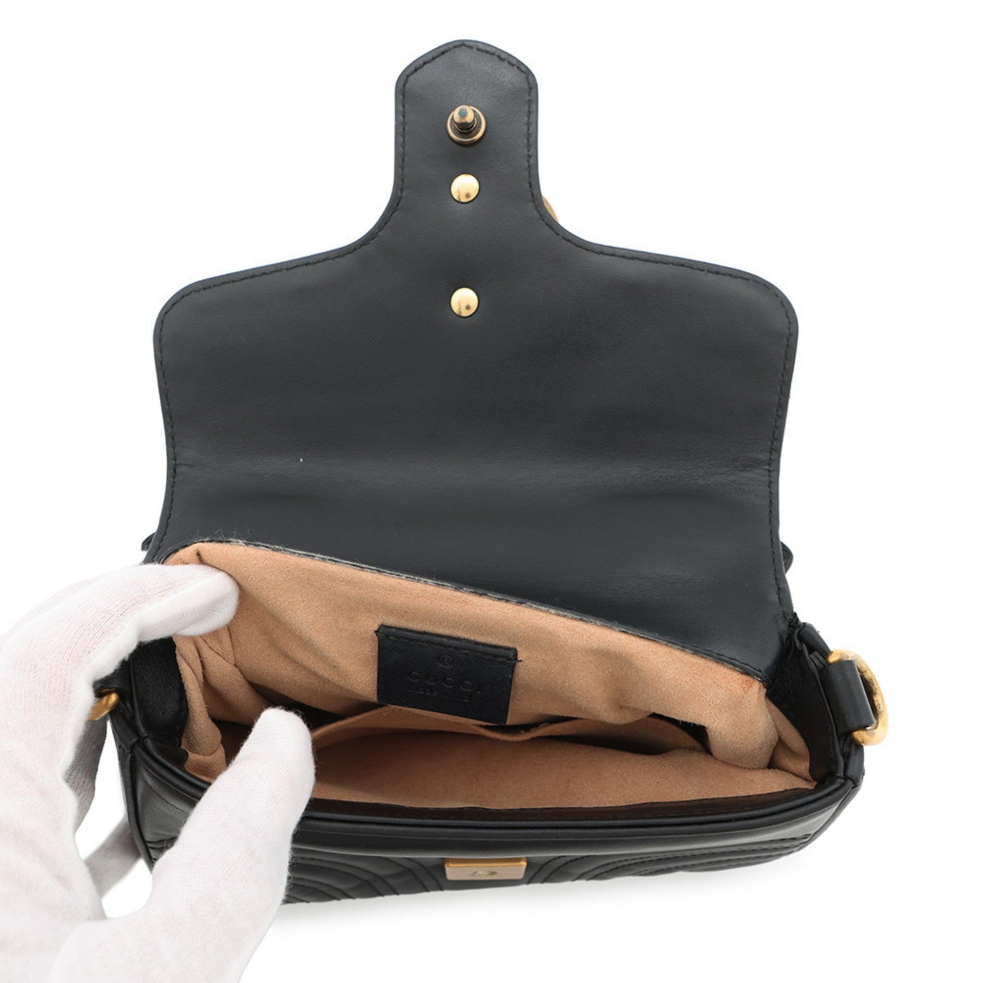 Gucci Marmont, Black, Leather, handbag
