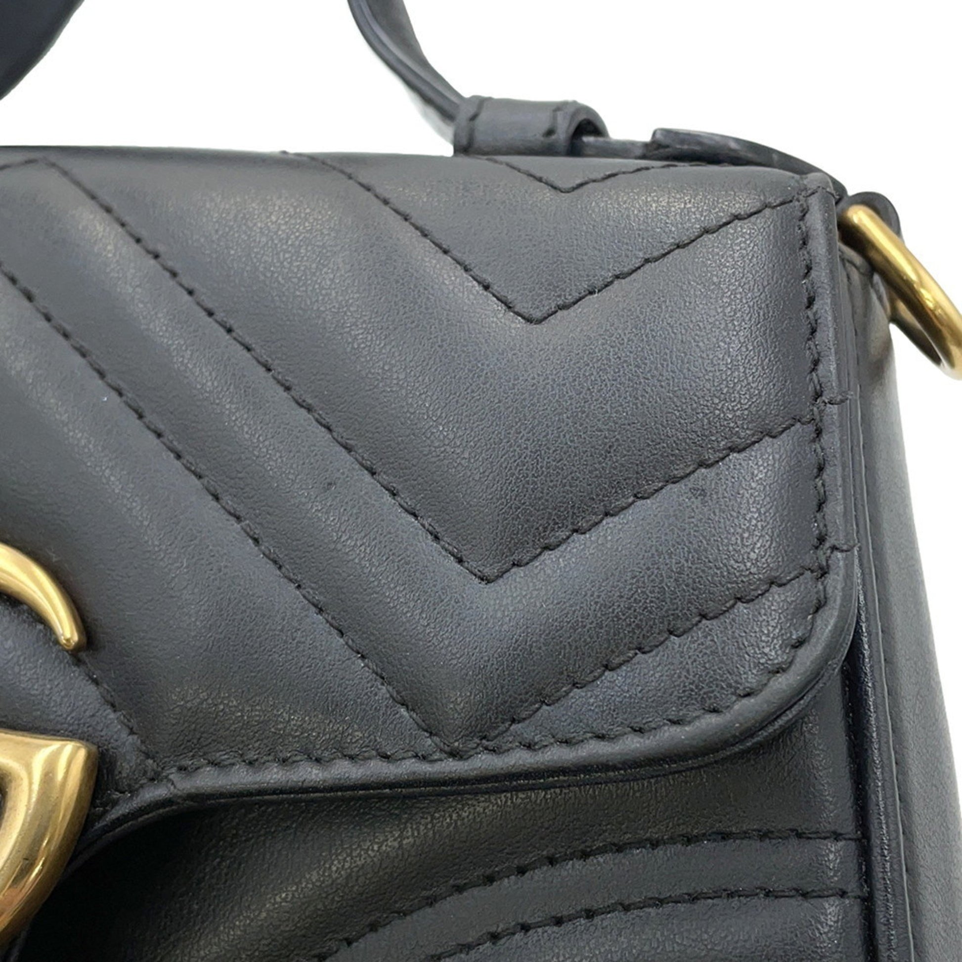 Gucci Marmont, Black, Leather, handbag