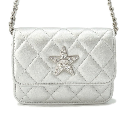Chanel Coco Mark, Silver, Leather, shoulder