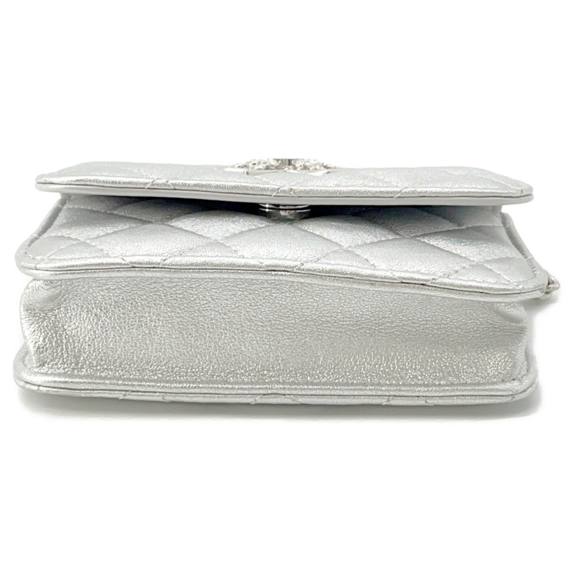 Chanel Coco Mark, Silver, Leather, shoulder