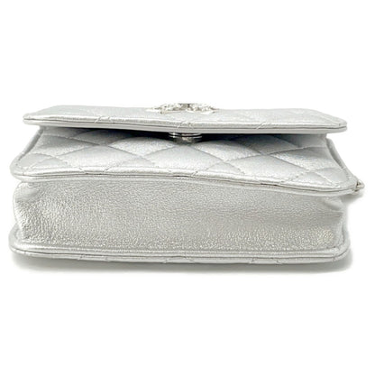 Chanel Coco Mark, Silver, Leather, shoulder