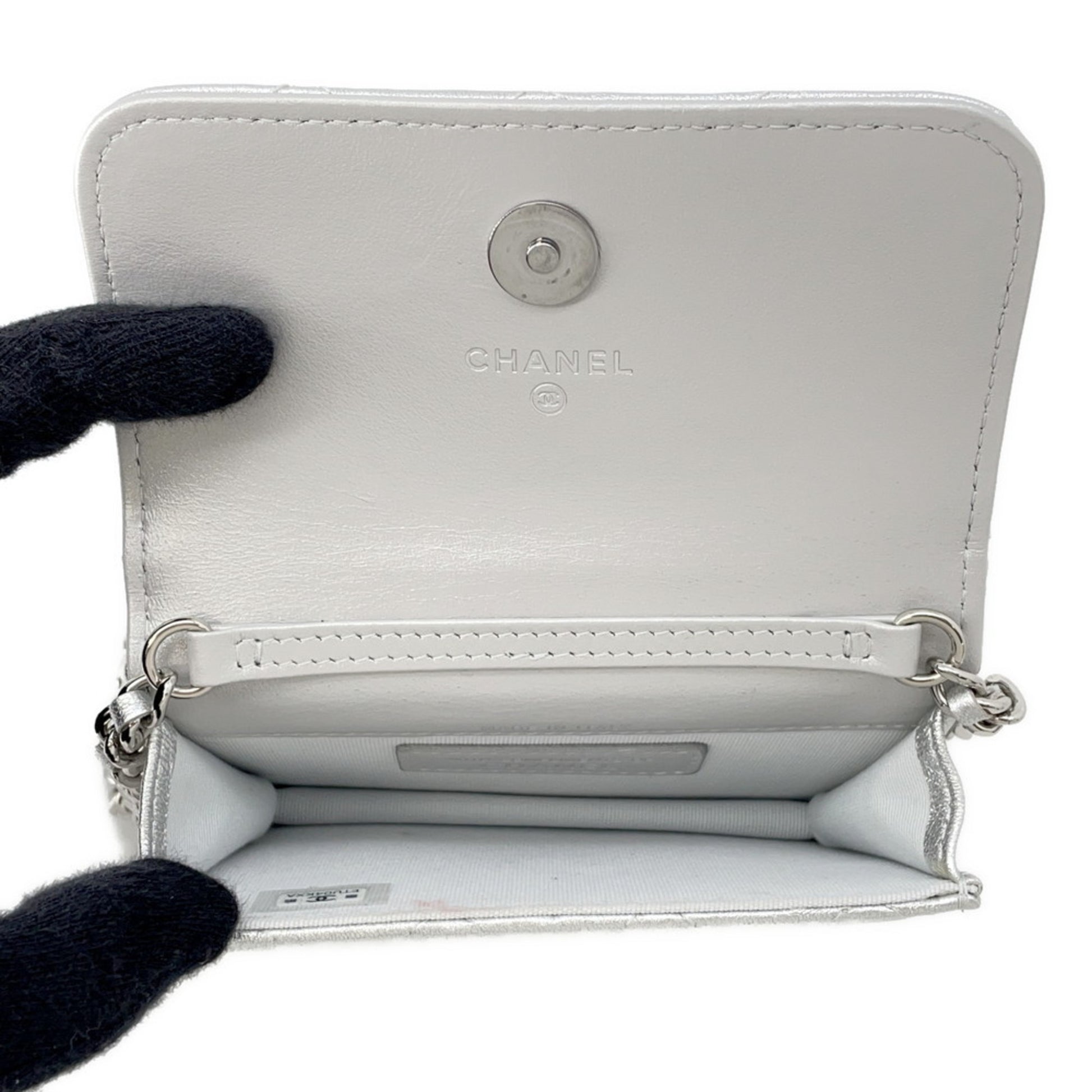 Chanel Coco Mark, Silver, Leather, shoulder