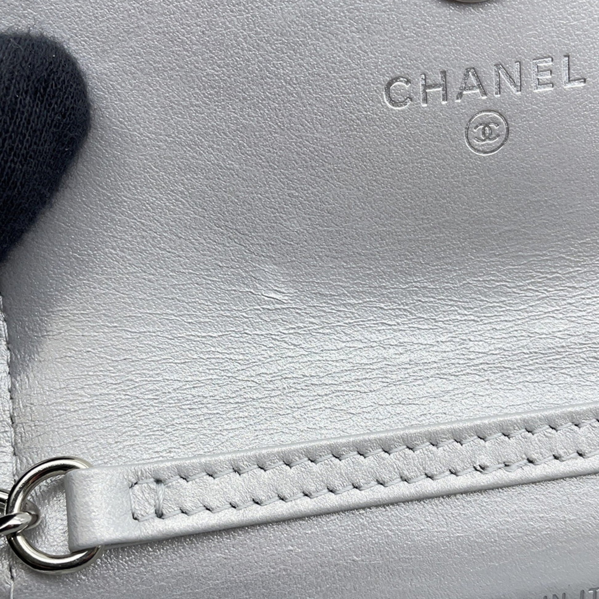 Chanel Coco Mark, Silver, Leather, shoulder