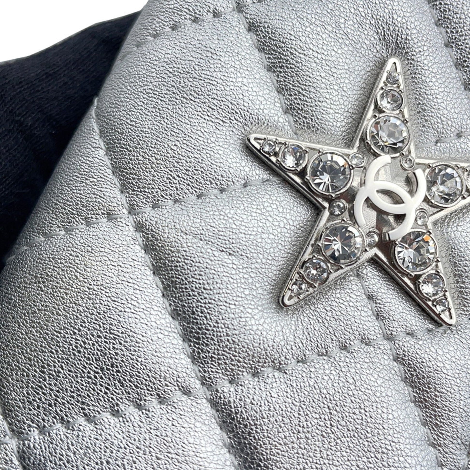 Chanel Coco Mark, Silver, Leather, shoulder