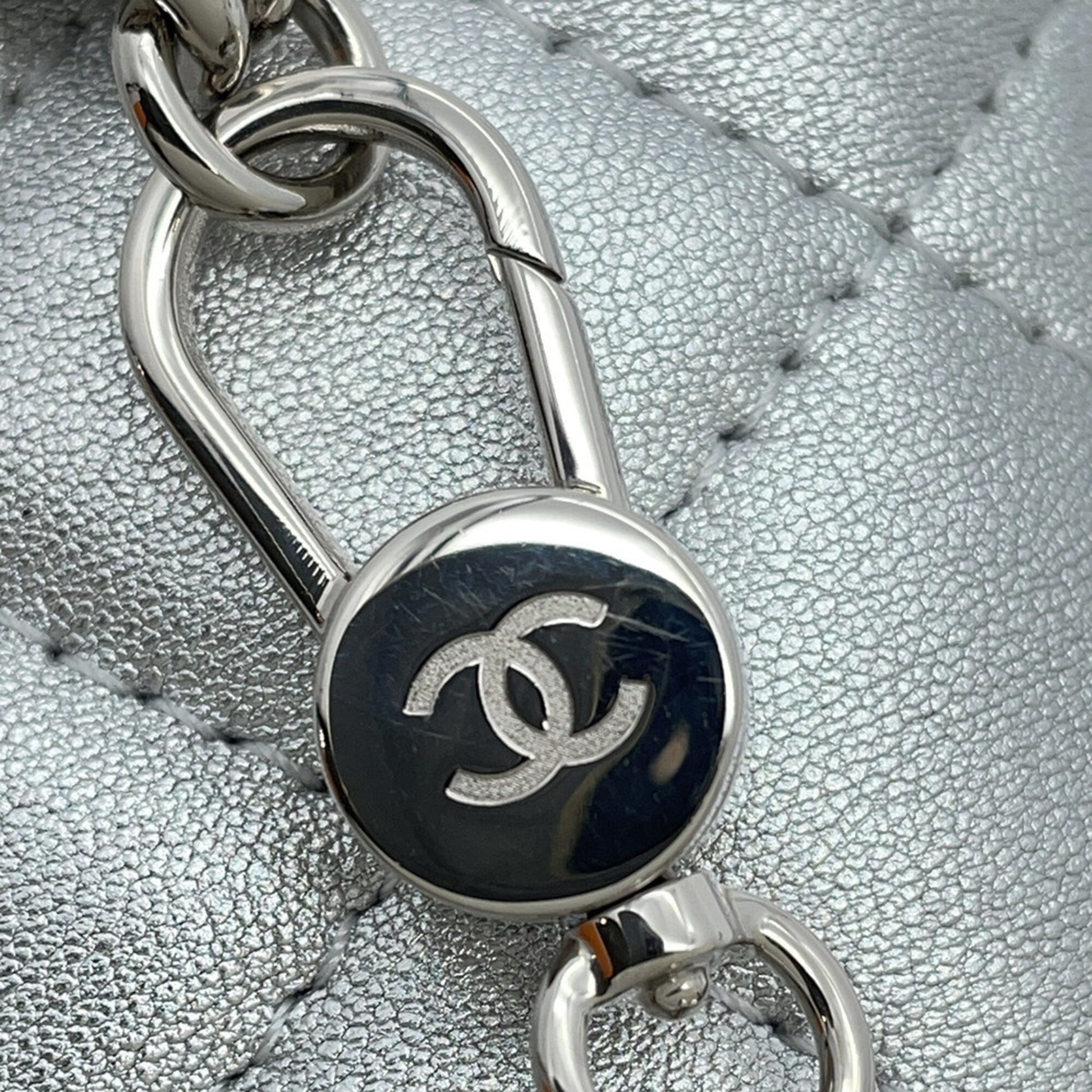 Chanel Coco Mark, Silver, Leather, shoulder