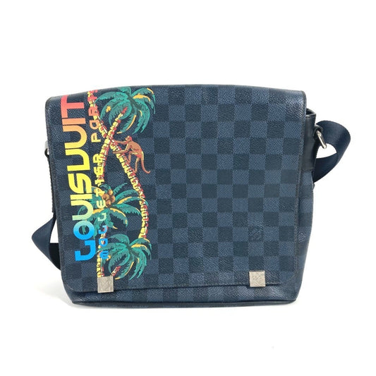 Louis Vuitton District, Navy, Canvas, shoulder