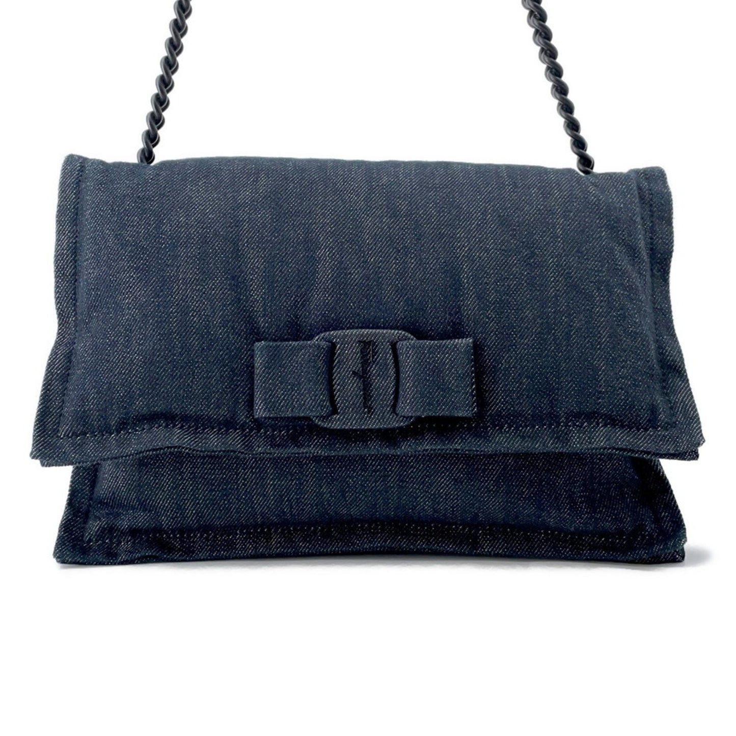 Salvatore Ferragamo Viva bow, Navy, Denim - Jeans, shoulder